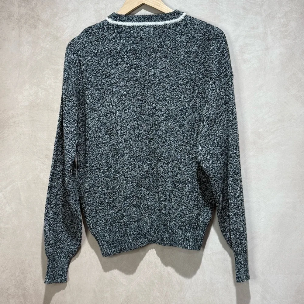 Vintage 80s Expressions Abstract Sweater Black/Grey Medium, Retro Geometric Knit - Picture 5 of 6